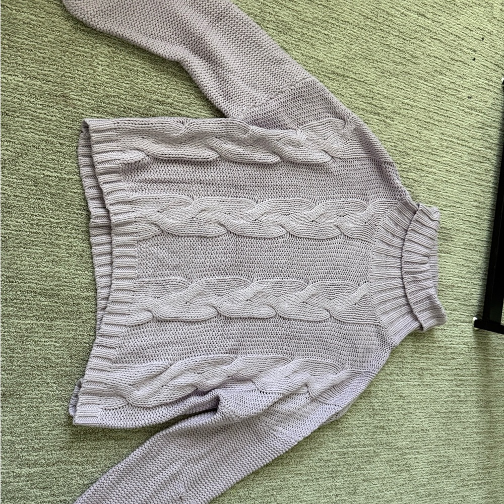 Cozy Cable Knit Sweater - Light Purple